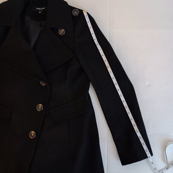 Kenneth Cole Asymmetrical Wool Blend Black Double Breasted Pea Coat Womens Small - Picture 14 of 16